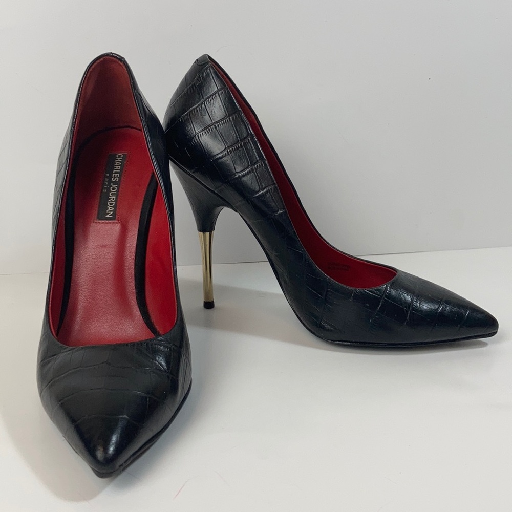 Black Croc Charles Jourdan Pumps